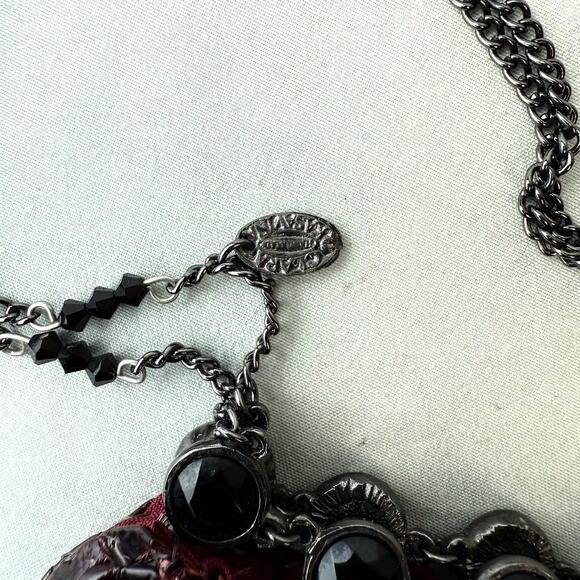 Vintage Clara Kasavina Handmade Red Snakeskin & Black Stones Shoulder Mini Purse - Picture 4 of 6